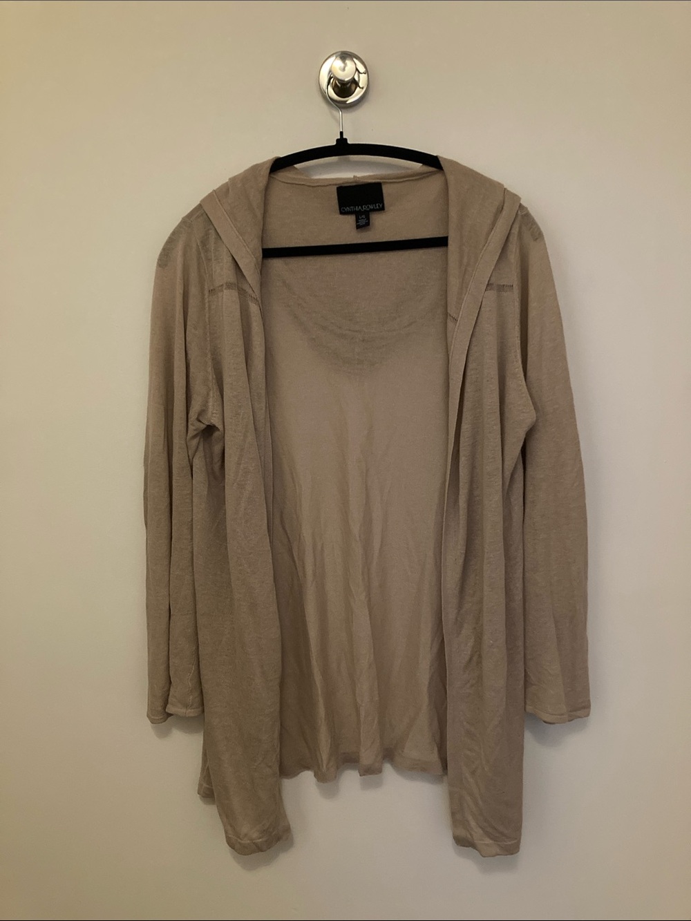 Lightweight Hooded Cardigan in Taupe - Linen Blend